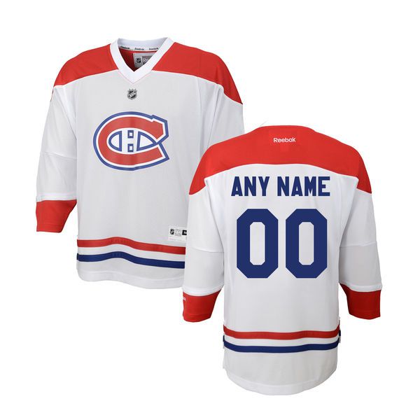 Preschool Montreal Canadiens Reebok White Custom Replica Away NHL Jersey